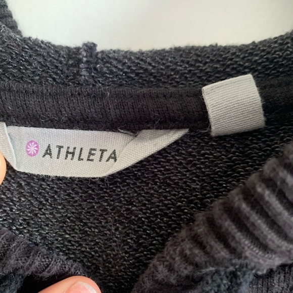 Athleta Black French Terry Athleisure Sweatshirt Hoodie Size XS EUC - Picture 5 of 8